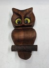 Vintage Carved Wood Owl Figurine Wall Hanging Sculpture Decor Rustic Home 6 3 8 