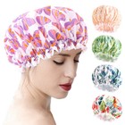 Shower Cap Women Bath Hat Hair Reusable Elastic Salon Cover Waterproof Bathing