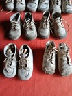 7 Pair Vintage White Leather Baby Shoes Doll Hard Bottom Infant Laced Simplex