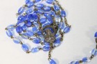 Vintage Blue Glass Beads Rosary Prayer Religious Catholic Crucifix Marked Italy