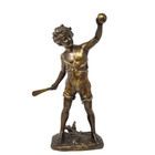 Antique Bronze Sculpture Cricket Boy Signed F  Iffland Art Nouveau 14 5 