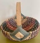 Vintage Hand Woven Buttocks Basket God   s Eye Egg Gathering Primitive 12   x9 5   
