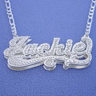 Sterling Silver Personalized 3d Double Plate Name Pendant Script Charm Jewelry 