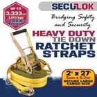 2  X 27  Heavy Duty Ratchet Tie Down Straps W double J Hooks  3 333 Lbs Wll C   