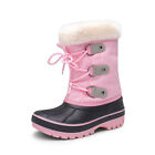 Boys Girls Kids Snow Boots Faux Fur Lined Mid Calf Boots Zip Warm Ski Boots
