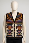 Vtg Zapotec   Oaxaca   Chimayo  Southwestern Geometric Handwoven Wool  Vest Xl