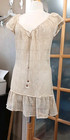 Vintage Boho Crochet Mini Dress Cover Up Ruffle Cream Beads Faux Suede Tie Osfm