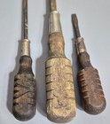 Vintage Wooden Handled Flathead Screwdriver Lot Of 3 13  11 5  6 