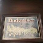 Vintage Budweiser Kings Of Beers Mirror Framed Sign 20x14 Clydesdales Bar Decor