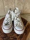 Vtg All Star Converse Cream Hi Top Sneakers Blue Star Made Usa Mens 6 W 8 Chuck
