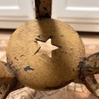 Antique Primitive Metal 3 Leg  Milking Stool Star Mustard Paint