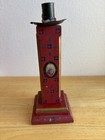 Vintage Mexican Folk Art Wood Altar Candlestick Milagros Punched Tin Angels