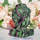 3 ruby Zoisite Buddha Head Statue Natural Crystal Quartz Carved Healing Figurine