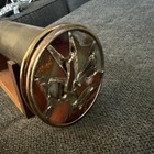 Vintage Brass Kaleidoscope With Stained Glass End And Decorative Wooden Stand