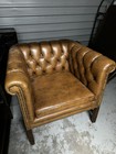 Kittinger Chesterfield-style Tufted Leather Club Chair     Vintage Nailhead Trim