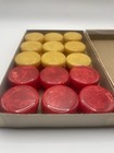 Crisloid Backgammon 30 Marbled Red  butterscotch Bakelite Checker 5 Dice  2 Cups