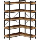 Vintage Industrial Bookshelf 5 Open Shelves Adjustable Storage Reversible Design