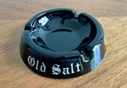 Vintage Ashtray Black Glass Round Ashtray Old Salt 4 5 Diam 