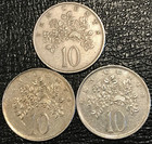 3 Very Nice 1969 1987 1989 Jamaica 10 Cents Flower butterfly Coins-nov323