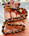 Natural Baltic Amber 19g  Islamic Prayer Rosary 33 Barrel Beads Tasbih Pressed