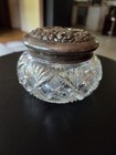 Antique Victorian Powder Jar Crystal Cut sterling  Hallmarked  s2509  Monogram R