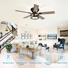 52 Inch Flush Mount Farmhouse Rustic Ceiling Fan With Light And Remote  Rever   
