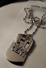 Mip- 50cent Chrome Plated Dog Tag W  A 36 Inch Matching Sausage Link Dog Chain