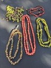 Large Lot African Trade Beads Venetian Millefiori Glass  red Banded Stone Strand