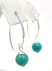 Sterling Silver Turquoise Globe Earrings Hooks Green Tint