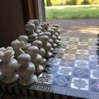 Mother Of Pearl Chess Set  Egyptian Style  With Marble Onyx Glass Pieces