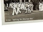 Vintage Rppc Postcard Ww2 Us Navy Sailors Waiting For The Afternoon Bus Ymca