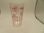 Vintage Glass Cocktail Shaker Drink Recipes   Ingredient Measurements In Red 6in