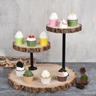 3 Tier Rustic Wood Cupcake Stand Natural Cake Dessert Display For Wedding Party