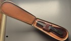 Vtg 50s 60s Mcm Equestrian Leather Clothes Brush Pocket Grooming Set File Comb