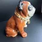 Vintage Mack Truck Bulldog Dog Ceramic Piggy Coin Bank W Padlock   Key