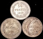 Finland   1917 Imperial Russia Mint-last Year   50 Pennia Km 2 2 - 3 Silver Coin