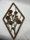 Set Of 2 Syroco Wood Gold Retro Floral Flower Mid Century Wall Plaques