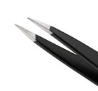 3 8-in Home Salon Professional Slant Stainless Steel Hair Eyebrow Tweezer Black