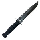 Defender 7 5   All Black Hunting Knife Stainless Steel Blade Rubber Handle W  Sh