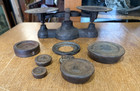 Antique Cast Iron Balance Scale With Weights