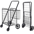 Folding Shopping Cart With Wheels  Double Basket For Groceries  Laundry   Travel