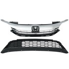 Front Bumper Grille Grill   Led Fog Lights Set For 2016 2017 Honda Accord Sedan