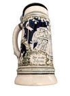 German Beer Stein With Cobalt Blue Glaze Pewter Lid  11    Made In Germany   6