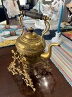 Antique Victorian Brass Spirit Kettle With Tilting Stand Tipping Tea Pot Stand