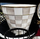 Mackenzie Childs Mocha Check Extra Large Enamel Pot Planter 12    W And 9 5    Tall