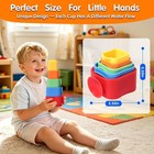 Waterfall Stacking Cups Bath Toys For Toddlers - 5pcs Suction Cup Silicone Fun F