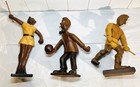 Vintage Maro Italy Hand-carved Wooden Athlete Figurines     Mid Century Set Of 3