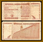 10 Pcs X Zimbabwe 50 Billion Dollar Agro Cheque Banknotes   Circulated Used