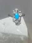 Turquoise Ring Southwest Pinky Floral Leaves Blossom Baby Children Women Girls