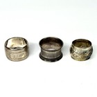 Antique Silver Napkin Rings Lot  Of 3 Boars Head  Dutch Sword   No Mark Engraved